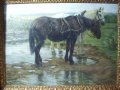 Elisabeth Mauderer:
Arbeitspferde
Öl auf Leinwand, Maße: 80 x 110 cm (ohne Rahmen) , u.l. sign: E. Mauderer 1905 (geb. 1874 / Starnberg ab 1904 in Dachau)