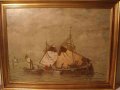 Ludwig Dill:
Segelboote
Ludwig Dill, 1848 (Gernsbach) - 1940 (Karlsruhe), Segelboote in der Bucht von Venedig (bei Gioggia), Öl auf Leinwand, Maße: 61 x 80 cm (ohne Rahmen), unten mittig signiert, 