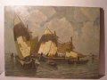 Ludwig Dill:
Segelboote
Ludwig Dill, 1848 (Gernsbach) - 1940 (Karlsruhe), Segelboote in der Bucht von Venedig (bei Gioggia), Öl auf Leinwand, Maße: 61 x 80 cm (ohne Rahmen), unten mittig signiert,