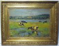 Hans von Hayeck
(1869 Wien  1940 München), Weidende Kühe in Flusslandschaft, Öl auf Pappe