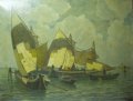 Ludwig Dill
(1848 Gernsbach  1940 Karlsruhe), Fischerboote vor Venedig (Chioggia)  , Öl auf Leinwand , abgebildet in Schäfer: Werkverzeichnis Ludwig Dill , 1995